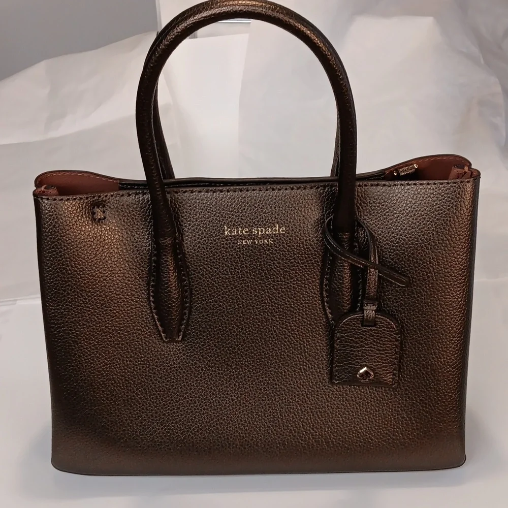 Kate Spade NWT Eva Zip Top Satchel  Metallic Bronze Purse with Crossbody straps